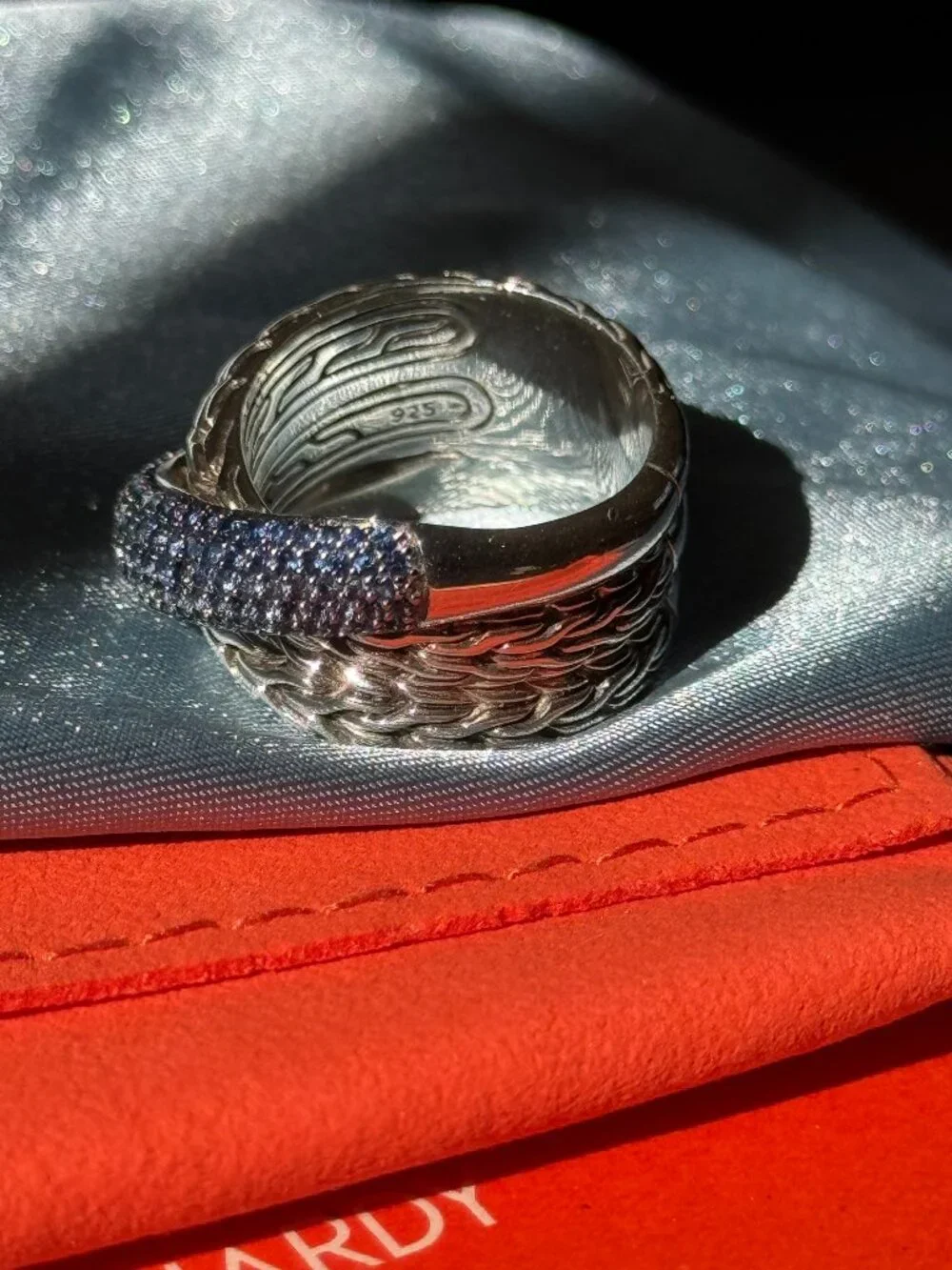 JH Essential Pavé Crossover Ring, Sterling Silver, Gemstones